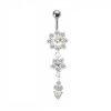 Titane avec éléments rhodiés - Banane - Fleur #7 - CC - Crystal Clear/ Cristal clair
