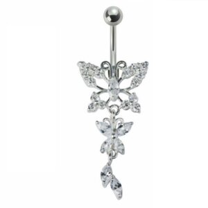 Titanium rhodium plated - banana - butterfly - CC