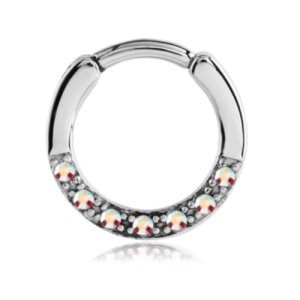 Stahl - Septum Clicker - Kristallring