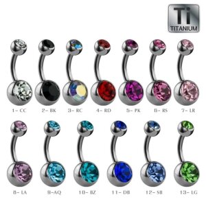 Ti-Gloss Titanium - banana - double crystal 8 mm - BK