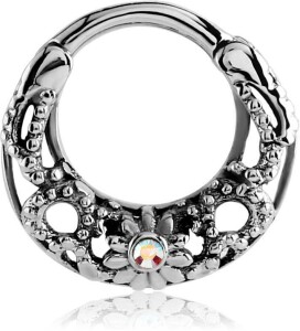 Stahl - Septum Clicker - Ornament Design CC- Crystal Clear