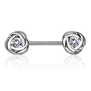 Centered Rose Blossom Ends 316L Surgical Steel Nipple...