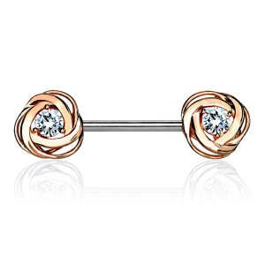 Stahl - Nipple Bar - Rosenblüte - Kristall Rosegold CC