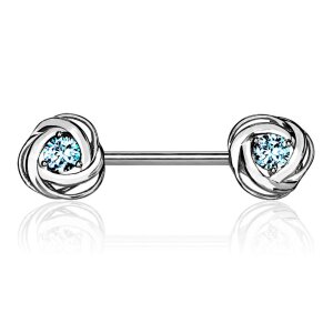 Stahl - Nipple Bar - Rosenblüte - Kristall Stahl AQ