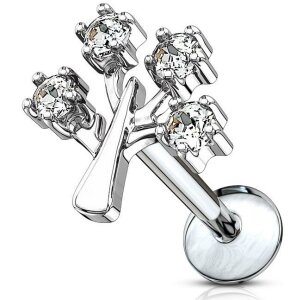 Steel - Barbell - Tragus - Life Tree - Crystal