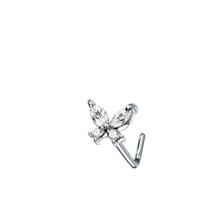 Butterfly 316L Surgical Steel L Bend Nose Stud Rings...