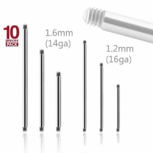1,6 mm - 13 mm -  - Stahl - Barbell - ohne Kugeln - 10er...