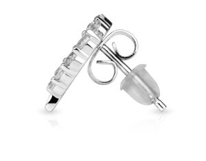 Silver - Ear stud - heart crystal bow - 925 sterling silver