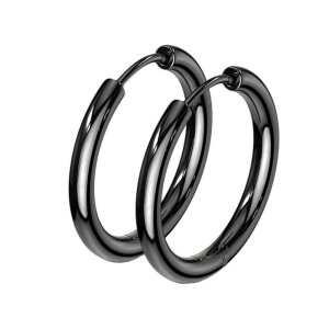Stahl - Creolen - Basic mit Clickverschluss Schwarz 16 mm