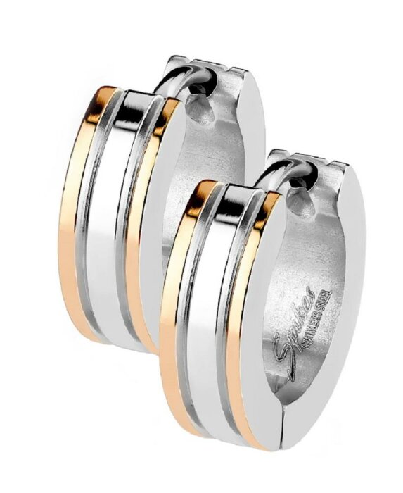 Steel - Hoop Earring - Two Tone with Rosegold