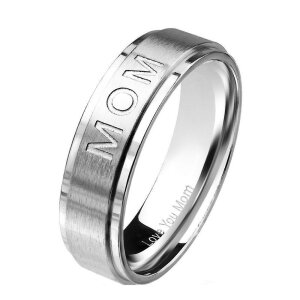 Steel - Finger Ring - Love you Mom