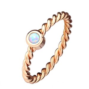 Rosegold Steel - Finger Ring - Seiloptik mit Opal
