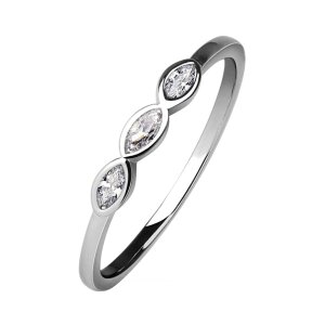 Edelstahl - Finger Ring - Kristall Trio