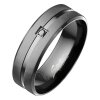 Black Steel - Finger Ring - Matte Black Center with shiny Groove 62