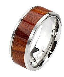 Edelstahl - Finger Ring - Holzoptik