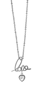 Stainless Steel - Chain Necklace - Love with Heart Crystal