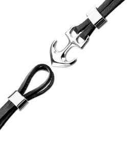 Leather - Bracelet - anchor multi strip