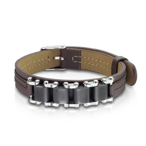 Leather - Bracelet - Black Bicycle Chain