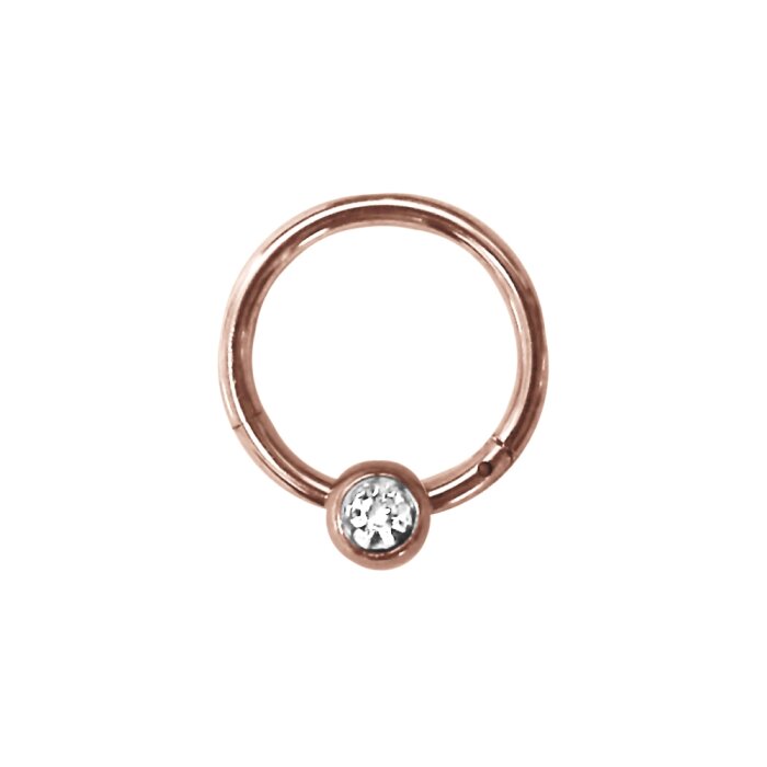 Rosegold Steel Hinged Segment Ring Crystal Ball