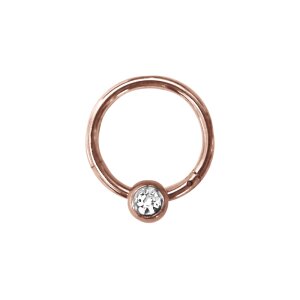 Rosegold Steel Hinged Segment Ring Crystal Ball