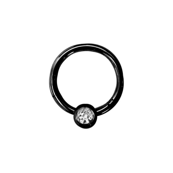 Black Steel Hinged Segment Ring Crystal Ball