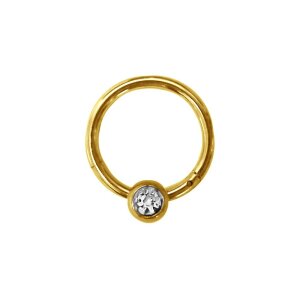 Gold Steel Hinged Segment Ring Crystal Ball