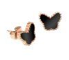 Rosegold Steel - Ohrstecker - Schmetterling Kugelrand