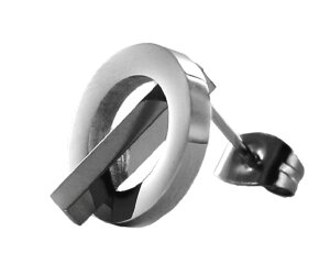 Stahl - Ohrstecker - Ring Stab Kombination Silber
