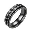 Black Steel - Finger Ring - Pinstripe Adjustable 56