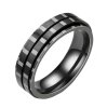 Black Steel - Finger Ring - Pinstripe Adjustable 62