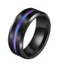 Black Steel - Finger Ring - Rainbow Stripe 53