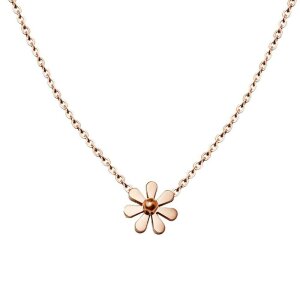 Edelstahl - Halskette - Blume Rosegold