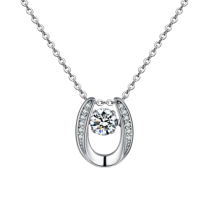 Stainless Steel - Chain Necklace - Horseshoe with crystal