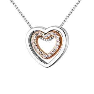 Stainless Steel - Chain Necklace - Heart type two tone