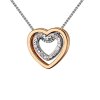 Stainless Steel - Chain Necklace - Heart type two tone Rosegold / Silver