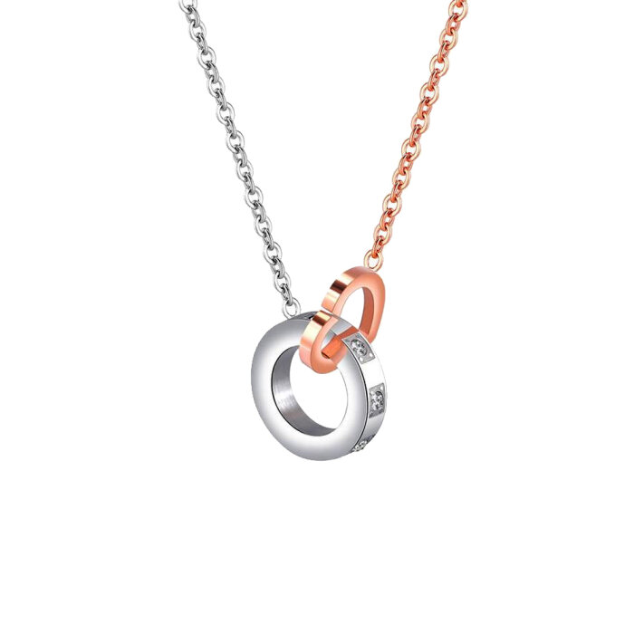 Stainless Steel - Chain Necklace - Two Tone Connected...