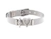 Stainless Steel - Mesh Bracelet - Heart and Crystal Silver