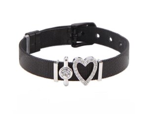 Edelstahl - Mesh Armband - Herz und Kristall Applikation...