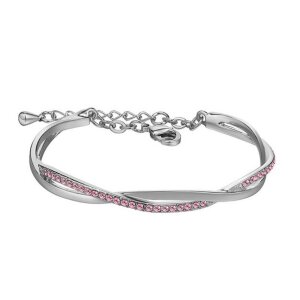 Edelstahl - Armreif - Kristall Geflecht Silber / RS - Rose