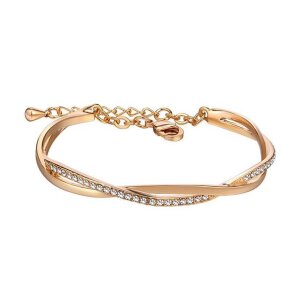 Edelstahl - Armreif - Kristall Geflecht Gold / CC -...