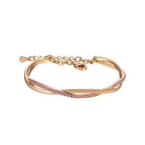 Edelstahl - Armreif - Kristall Geflecht Gold / RS - Rose