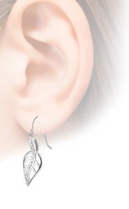 Stainless Steel - Ear ring - Crystal - Leaf