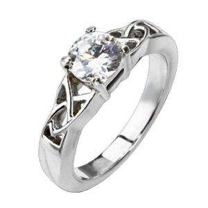 Stainless Steel - Finger Ring - Knotted Frame with Crystal