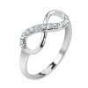 Brass - Finger Ring - Endlosschleife mit Kristall - Verzierung Silber 62