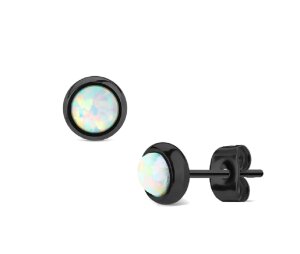 Black Steel - Ohrstecker - Opal