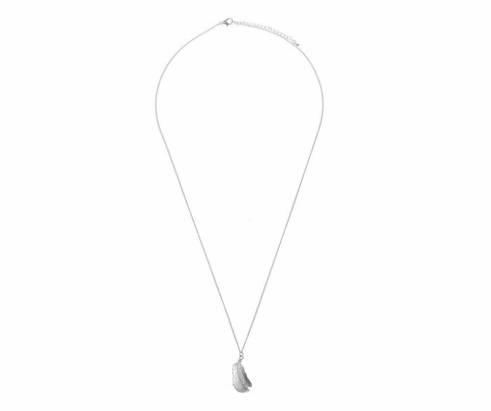 Stainless Steel - long Chain Necklace - Feather