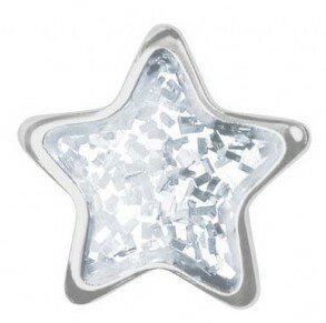 Steel - Star - Silver - Glitter - White - 5mm