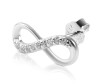 Silver - Ear stud - infinity crystal bow - 925 sterling silver Silver