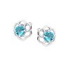 Silver - Ear stud - drop design with zirconia stone - 925 sterling silver AQ - Aquamarin