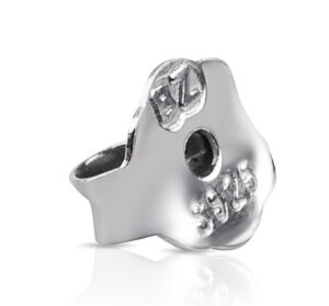 Silver - Ear stud - curved design with zirconia stone - 925 sterling silver